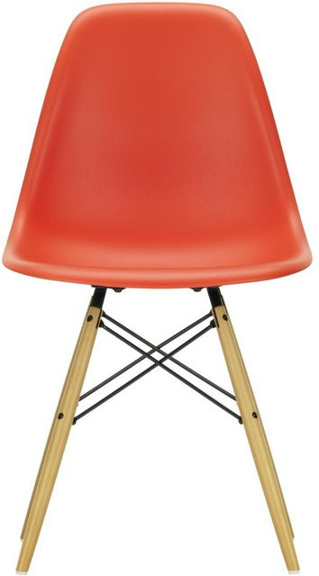 Vitra DSW Eames Plastic Side Chair in Rot mit Holzbeinen und Kunststoffschale in Matt - Bild 1