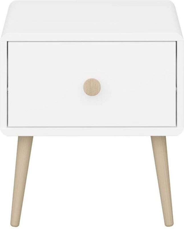 Gaia Nachttisch mit 1 Schublade aus Holz in Weiß im skandinavischen Design von EBUY24 - Bild 1