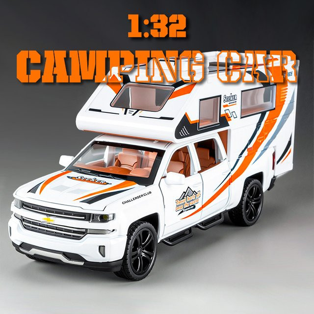 CCA Camper-Modellspielzeug, 1:32, Metall, mit Licht und Sound, Blau - Bild 1