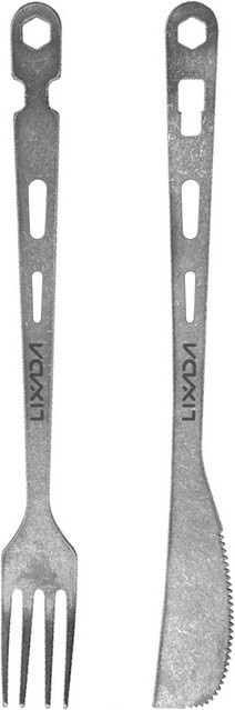 Lixada Camping Besteck Set Pure Ti Multifunktions Clip in Silber mit abnehmbarem Messer und Gabel - Bild 1