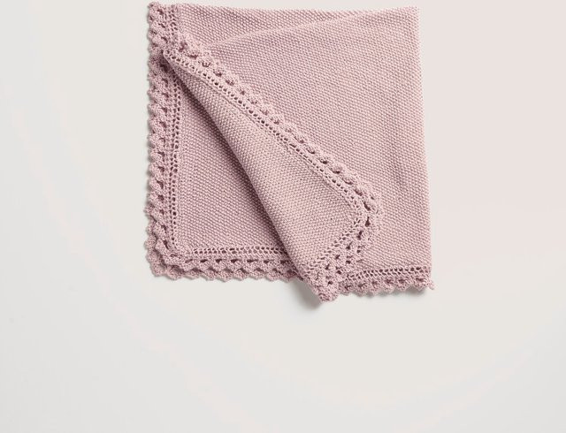 Rico Baby Strickset Babydecke Modell 02 aus Bio-Baumwolle und Kaschmir in Pink und Lila - Bild 1