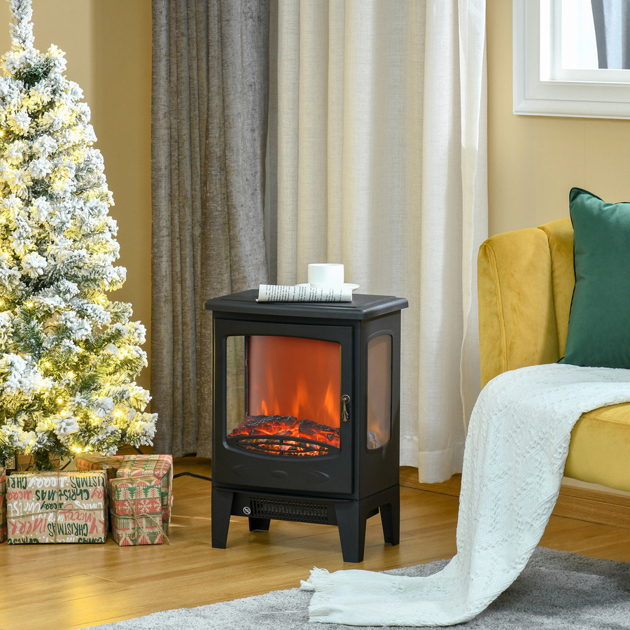 Elektrischer Kamin HOMCOM mit Flammeneffekt und 3 offenen Seiten, Schwarz, B/T/H: 39 x 26 x 54,8 cm - Bild 2