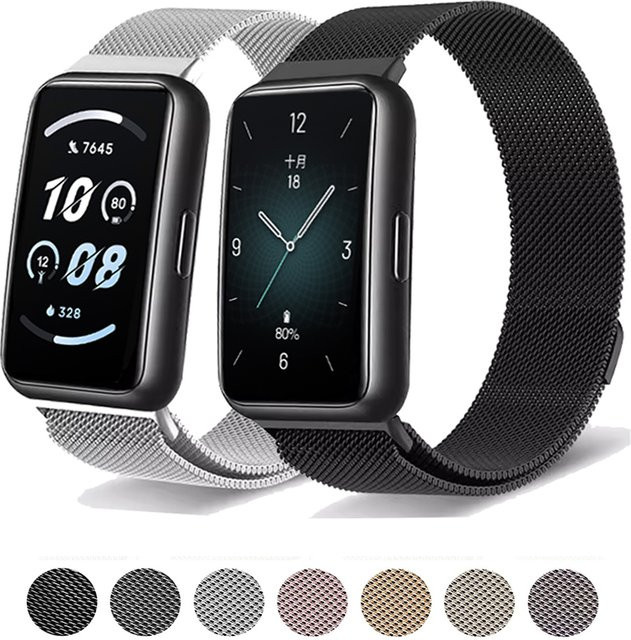 Uhrenarmband Milanaise Loop für Huawei Band 8 9, Edelstahl, Silber, Unisex - Bild 1