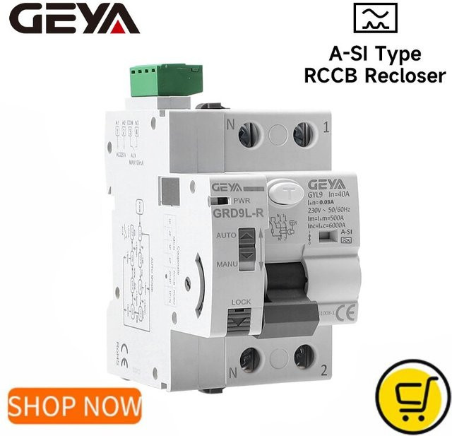 GEYA GRD9L RCD Fehlerstromschutzschalter A-SI RCCB 2P 40A 0,03A 30mA weiß - Bild 1