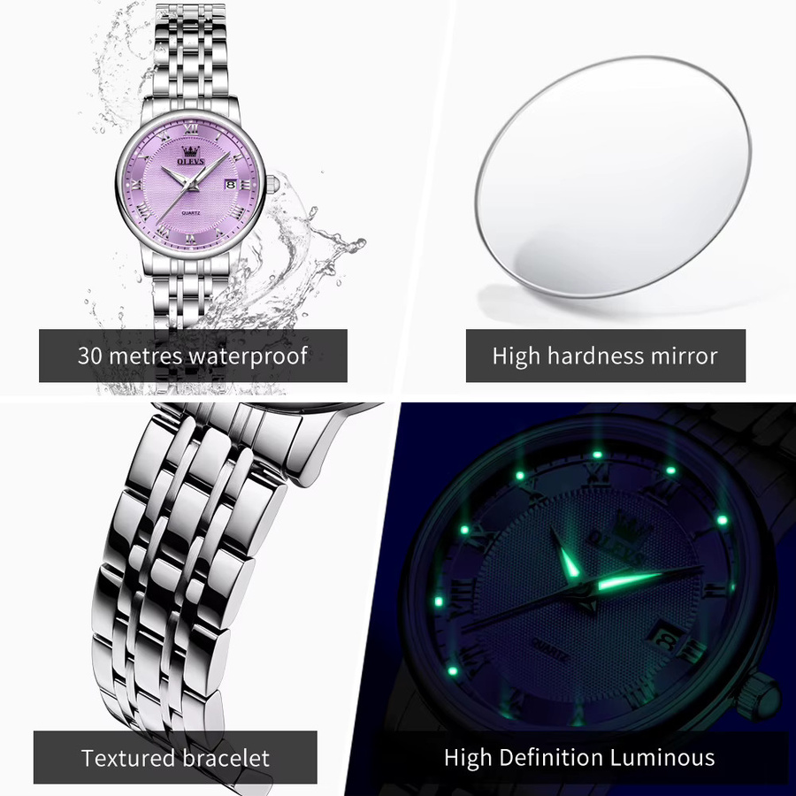 OLEVS Armbanduhr Quarz, Edelstahl, Silber, Weiß, Damen - Bild 4