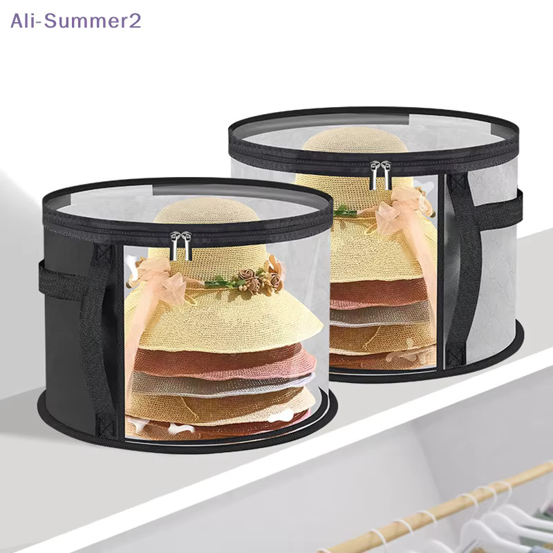 Summer2 Hut-Aufbewahrungsorganizer aus Stoff, schwarz, transparent und zusammenklappbar mit Reißverschluss, B/T/H: 42,0 x 26,0 x 2,0 cm - Bild 2