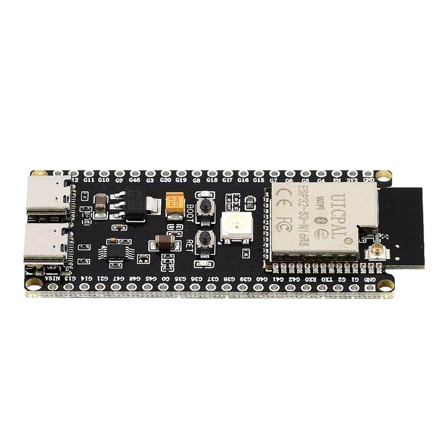 ESP32-S3-DevKitC-1 Entwicklungsboard mit 2,4G WIFI und Bluetooth, 16 MB Flash, 8 MB PSRAM, N16R8, 42-Pin, USB-C Anschluss, Schwarz - Bild 3