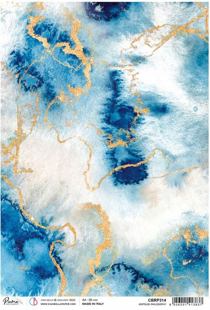 Motiv-Strohseide Fairy Kintsugi in Blau und Multicolour für Erwachsene - Bild 1