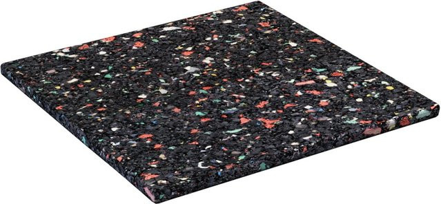 Terrassenpads aus Gummigranulat auf Recyclingbasis von DEMMELHUBER, 50 Stück, Schwarz und Mehrfarbig, B/T/H: 90 x 90 x 0,3 cm - Bild 1