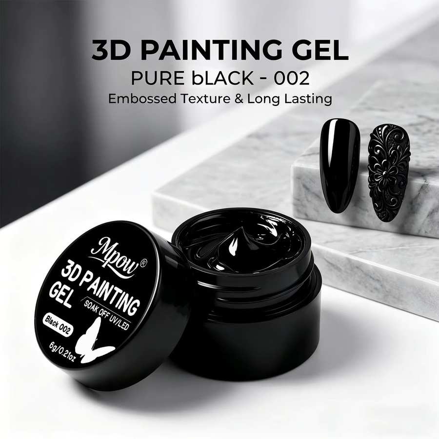 Mpow 3D-Malgel, Schwarz & Weiß, Glänzend, für Nägel - Bild 4
