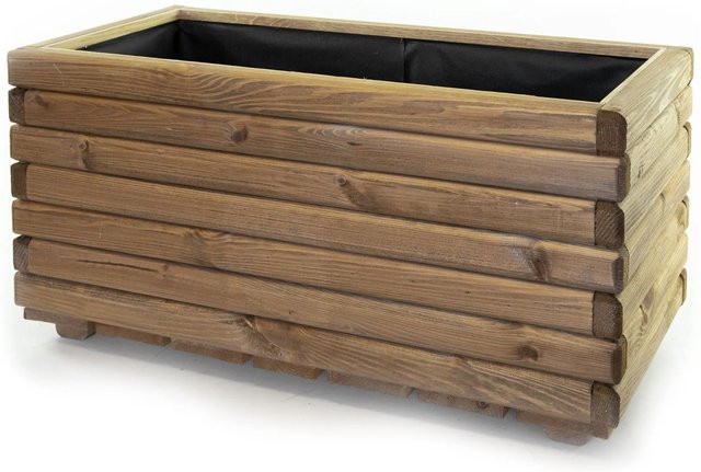 HolzFee Pflanzkasten Akzent aus Kiefer in Dunkelbraun mit rustikalem Design, B/T/H: 80 x 40 x 40 cm - Bild 1