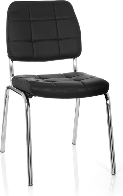 hjh OFFICE Vierfußstuhl PICENO V in Schwarz aus Kunstleder ohne Armlehnen mit Steppung - Bild 1