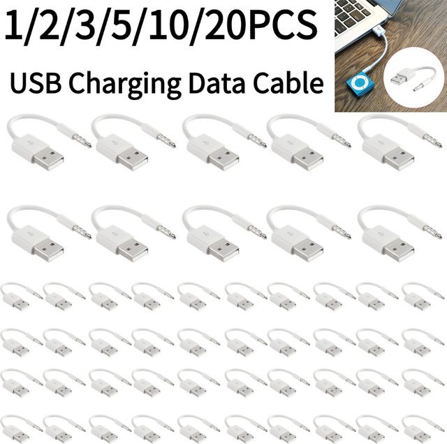 USB zu 3,5mm Klinke Ladekabel für Apple iPod Shuffle und MP4 Player in Weiß - Bild 1