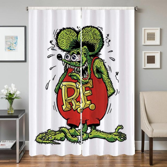 Verdunkelungsvorhänge mit Tiermotiv in Weiß, 2er-Set, Breite: 50 cm, Höhe: 70 cm - Bild 1