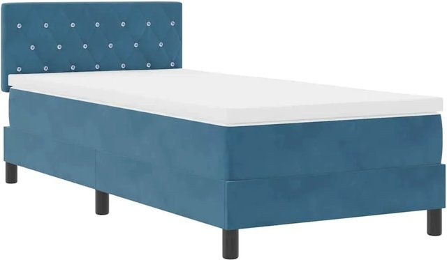 vidaXL LED Boxspringbett mit Matratze in Dunkelblau, Samt, B/T: 100 x 200 cm - Bild 1