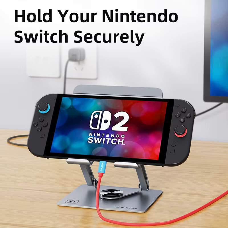 CABLETIME Tablet-Ständer aus Aluminium, 360 Grad rotierbar und faltbar, passend für iPad Pro, Air, Mini (5-14 Zoll) und Nintendo Switch - Bild 4