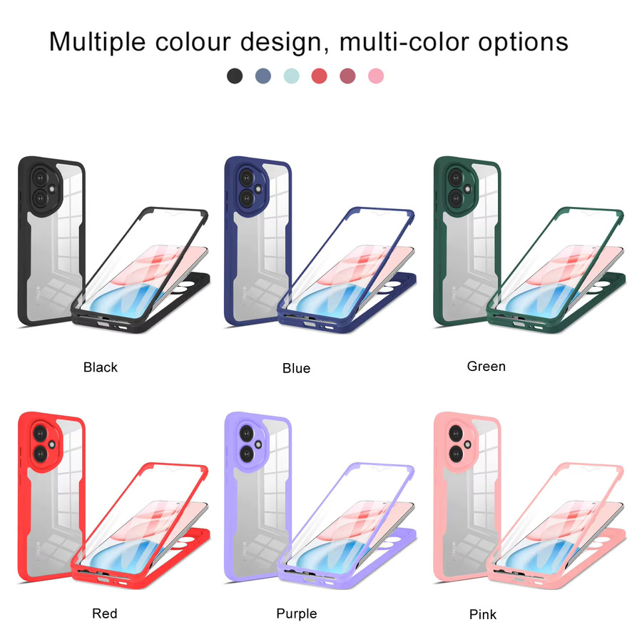 3in1 360 Grad Displayschutzfolie und stoßfeste Schutzhülle für Honor 400 Pro Lite Smart X6C X7D in Transparent, HD Schutzfolie aus PC und TPU für 4G und 5G - Bild 2