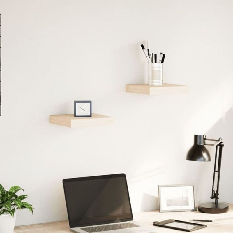 vidaxl Schweberegal 2er Set aus Holzwerkstoff in Eiche Natur Braun B/H/T: 23 x 23,5 x 4 cm minimalistisch - Bild 1