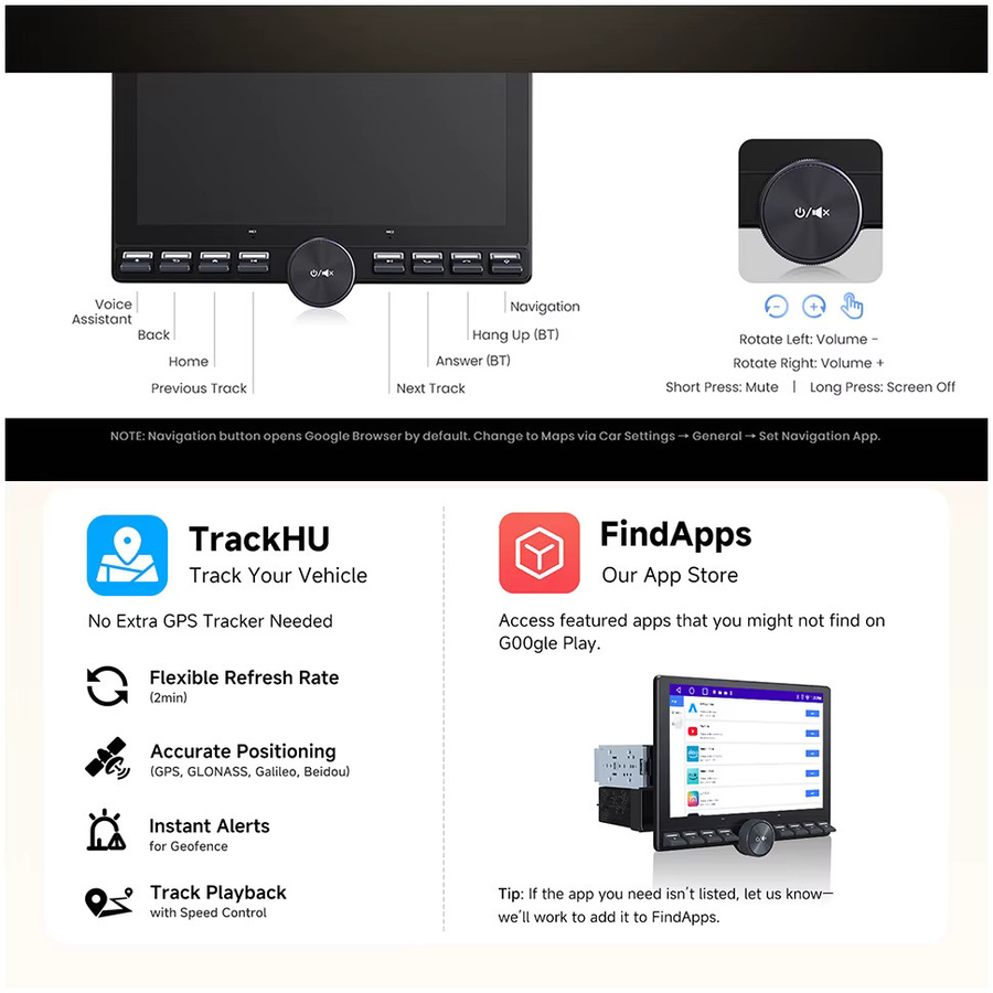 ATOTO Android Autoradio mit 10 Zoll ausziehbarem Bildschirm, CarPlay, Android Auto, Bluetooth und Kamera in Schwarz - Bild 4