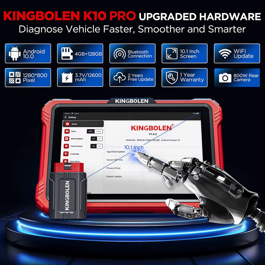 KINGBOLEN K10 PRO Vollsystem-Diagnosetool in Rot mit ECU-Codierung, OBD2-Scanner, CAN FD und DoIP für aktive Tests und 40+ Resets - Bild 2