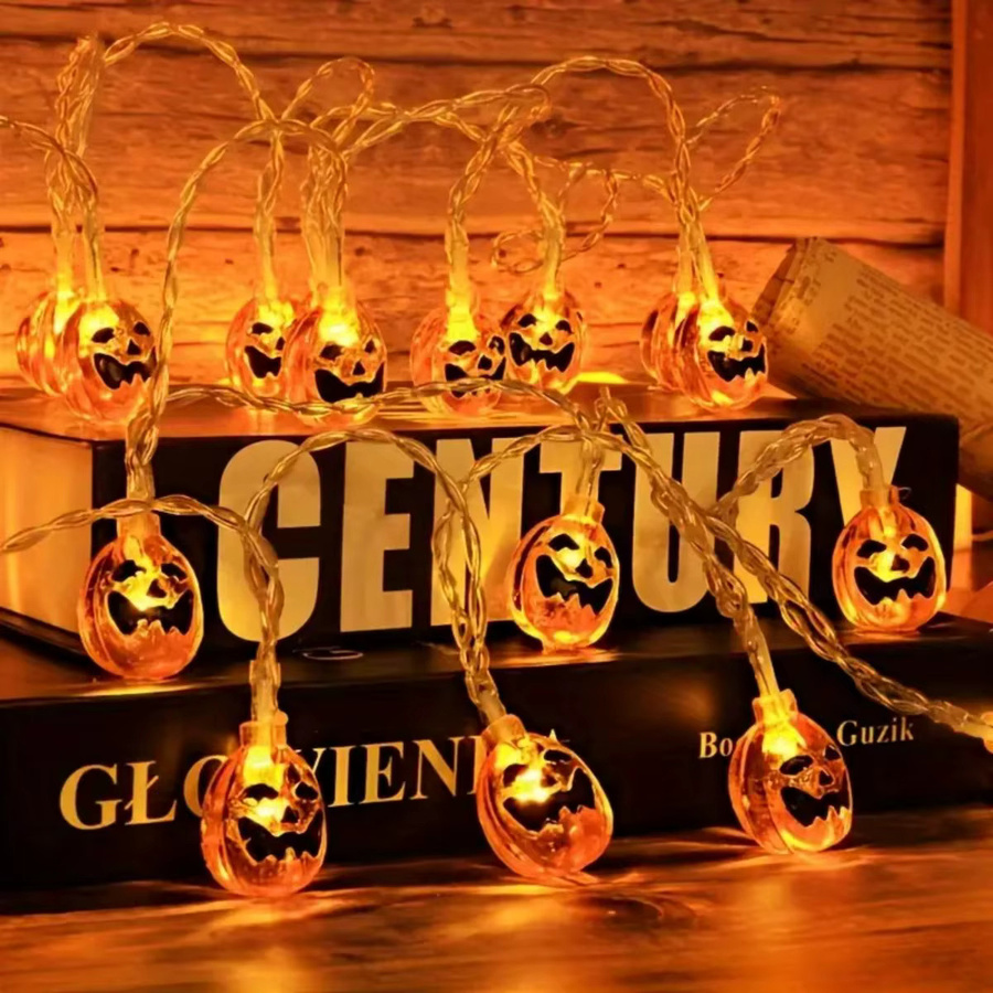 Peach Forest LED Halloween Kürbis Lichterkette in Orange mit warmweißem Licht, wasserdichte dekorative Hängelampe für Indoor und Outdoor - Bild 5