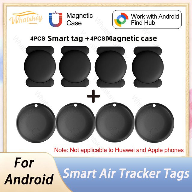 Google Find Hub Mini-GPS-Ortungsgerät für Android mit Silikonhülle und Magnet, Schwarz - Bild 1