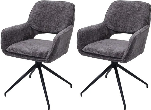 2er-Set MCW Esszimmerstuhl N74 in Dunkelgrau mit Stoff Chenille und Auto-Return Funktion - Bild 2