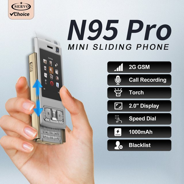 SERVO N95 PRO Mini-Handy mit Dia-Bildschirm in Purple, 2G Mobiltelefon mit Anrufaufzeichnung und MP4-Funktion - Bild 1