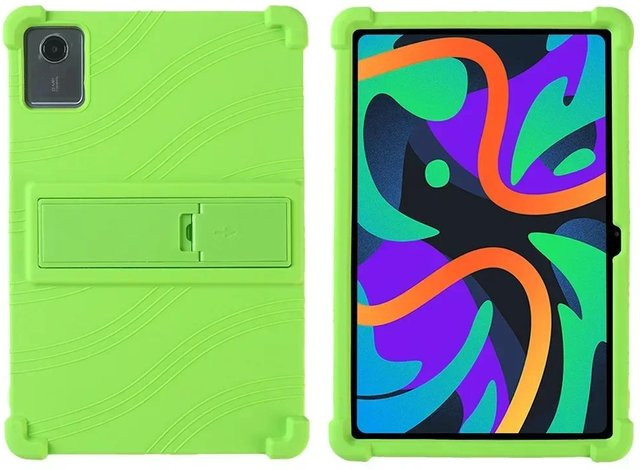 Stoßfeste Silikon Schutzhülle mit verstellbarem Ständer für Lenovo Idea Tab 11 TB335FC in Grün - Bild 1