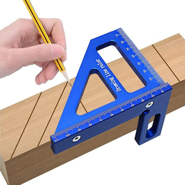 GDART Zimmermannswinkel Mehrwinkel-Dreieckslineal aus Aluminium und Kunststoff für die Holzbearbeitung mit 45/90 Grad Layout-Messfunktion in Schwarz und Blau - Bild 1