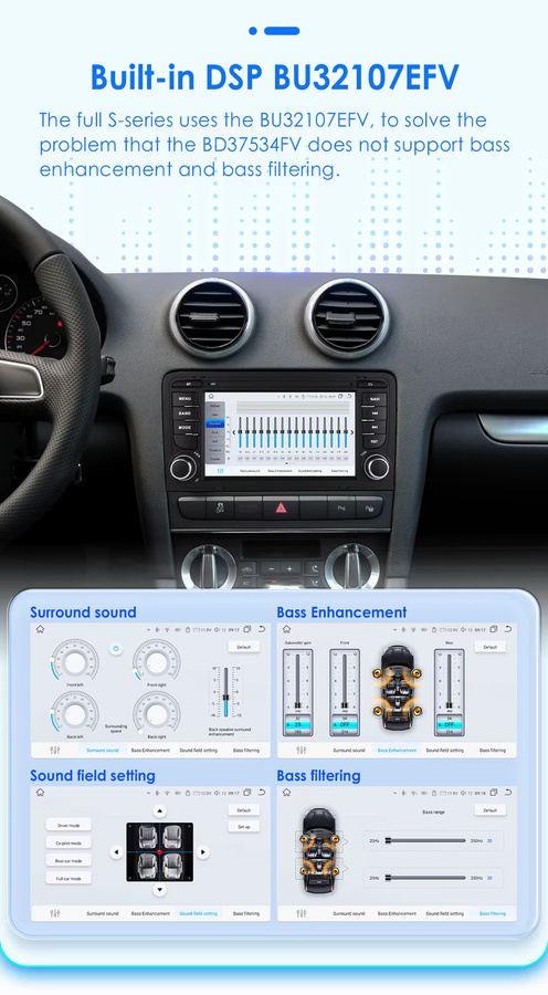 Hizpo 7-Zoll Android Autoradio für Audi A3 8P 2003-2012 S3 RS3 mit Carplay, GPS-Navigation, 8-Kern-Prozessor und KI-Sprachsteuerung in Schwarz - Bild 5