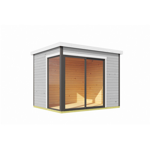 Lasita Blockbohlenhaus Austin Gartenhaus mit Flachdach in Lichtgrau, B/H/T: 300 x 239,4 x 240 cm - Bild 3