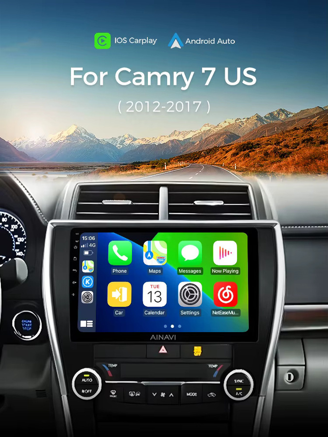 Ainavi Auto-Multimedia-Player für Toyota Camry 7 XV 50 55 US-Version, Schwarz, mit kabellosem CarPlay, Android Auto, 4G und WLAN - Bild 7
