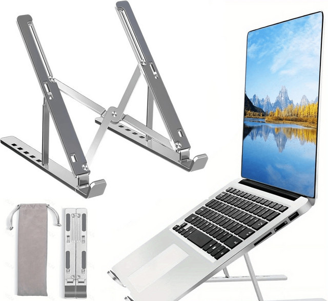 XMSJ Laptop-Ständer aus Aluminiumlegierung in Weiß, verstellbarer und rutschfester Schreibtisch-Ständer mit Silikonbeschichtung - Bild 1