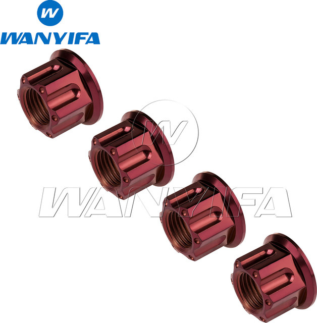 Wanyifa Titanlegierungsmutter Set mit Torx-Flansch und Sechskant, Farbe Rot, 4 Stück - Bild 1