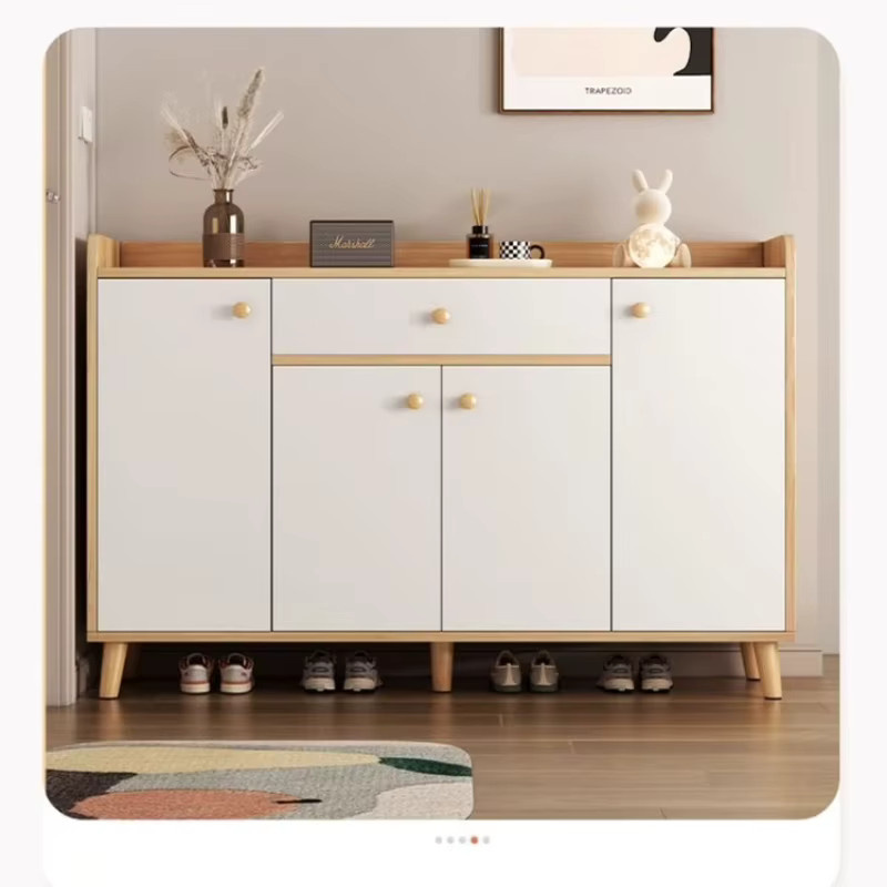 Moderner Schuhschrank aus Holz von DUTRIEUX in Weiß mit Scharniertüren und Regalböden für den Flur - Bild 2