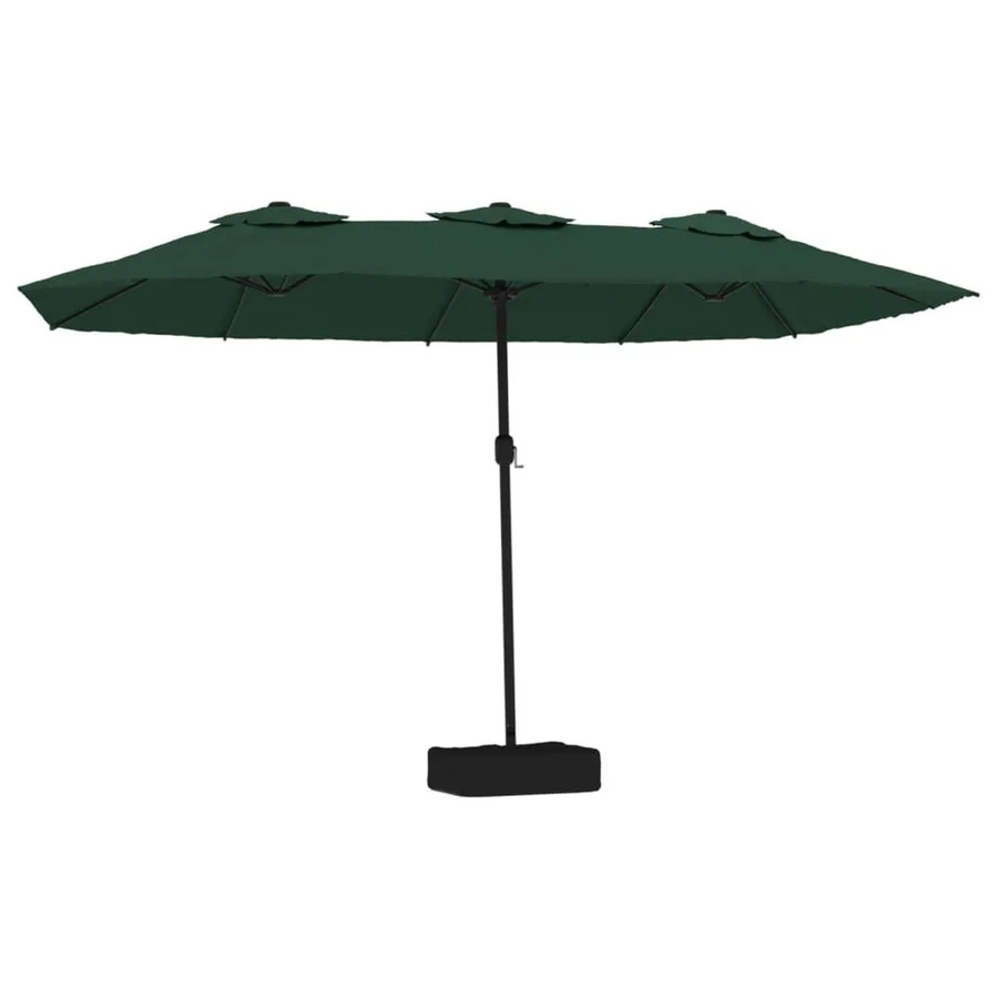 vidaXL Doppel-Sonnenschirm mit LED-Leuchten in Grün, B: 449 cm, H: 265 cm - Bild 2