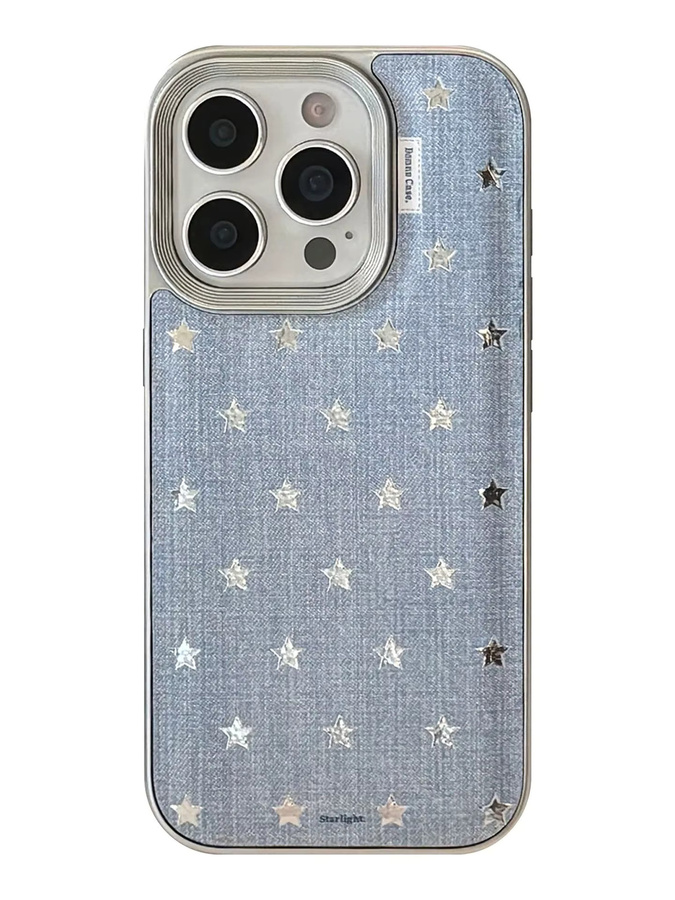 Stoßfeste Leder Handyhülle mit vergoldeten Sternen und silbernem Rand für dein iPhone 12 bis iPhone 17 Pro Max Plus in Gold, Silber oder Blau - Bild 5