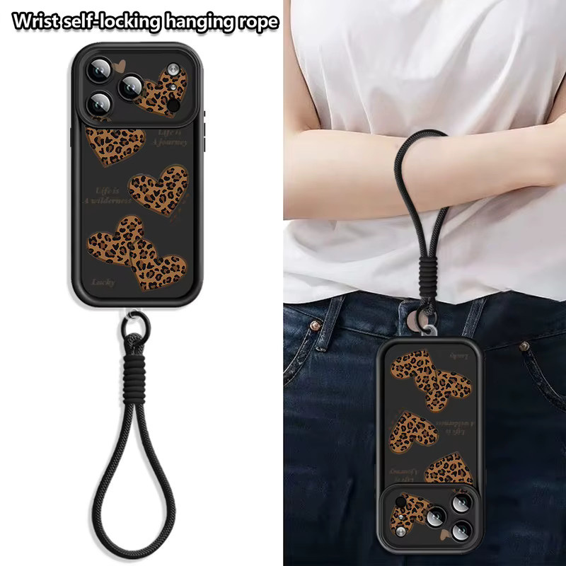 MOESOE Handyhülle mit Leopardenmuster und Schleife sowie Wrist Strap für iPhone 17 16 15 14 13 12 Pro Max Air 16e 11 in Beige, Weiß und Multicolour - Bild 2