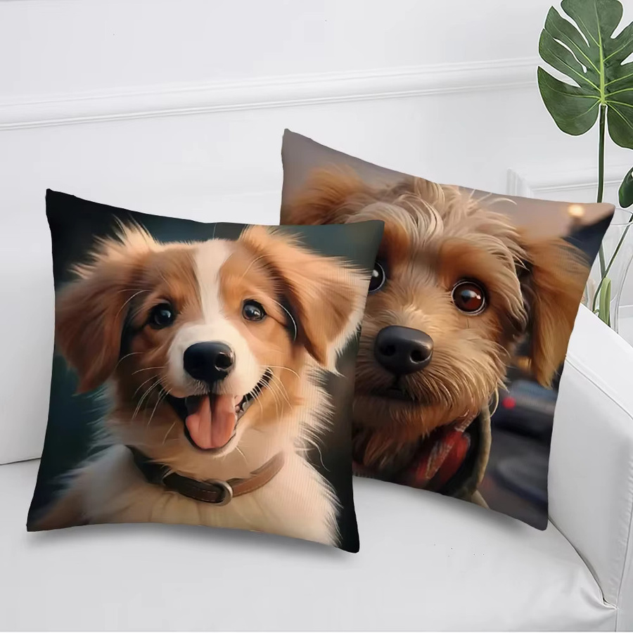 VIKAMA Kissenbezug mit King Charles und Beagle Motiv, quadratisch, mehrfarbig, Breite: 40 cm, Höhe: 40 cm - Bild 1