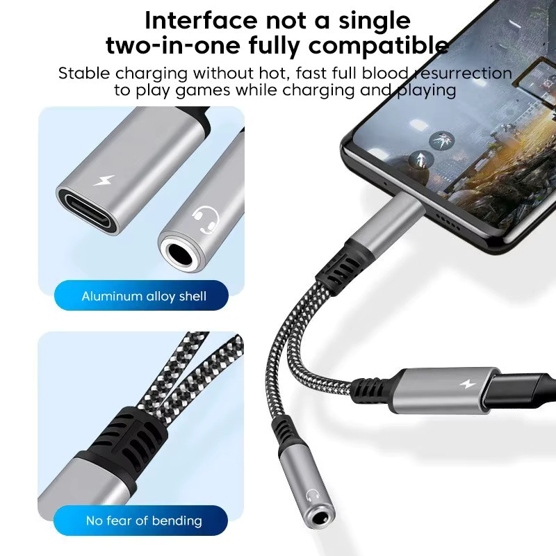 Samsung 2-in-1 USB-C auf 3,5 mm Kopfhörer- und Ladegerät-Adapter mit 60 W PD Schnellladefunktion, Farbe: Silber/Rot, Länge: 13 cm - Bild 3