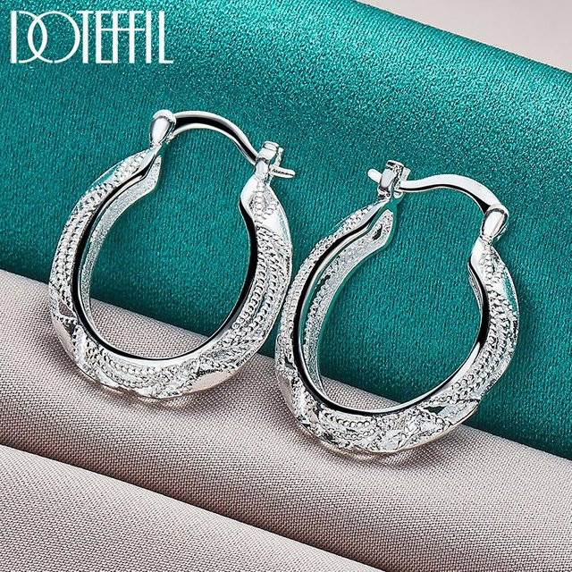 DOTEFFIL Creolen 925 Sterlingsilber, Cutout-Muster, Damen, grau - Bild 1