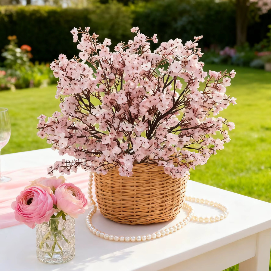 Künstliche Kirschblüten und Gypsophila in Pink als florale Dekoration für Hochzeiten und Valentinstag - Bild 1