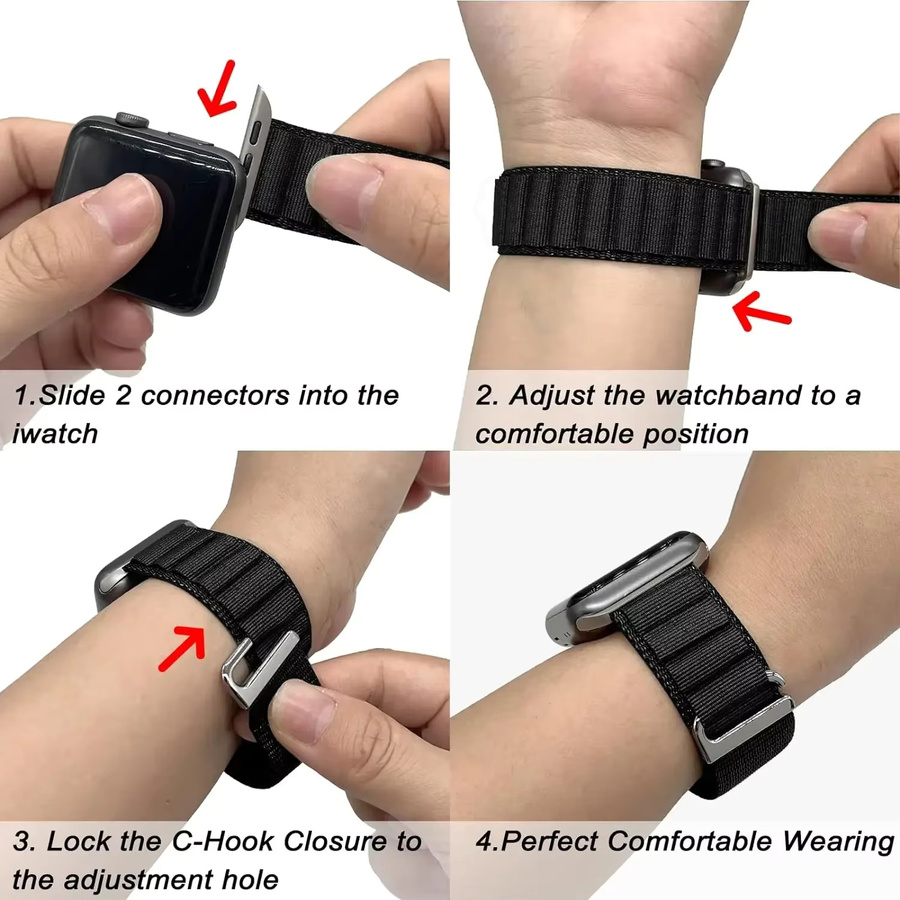 YIBEIZHI Uhrenarmband Nylon, Schwarz, Unisex - Bild 3