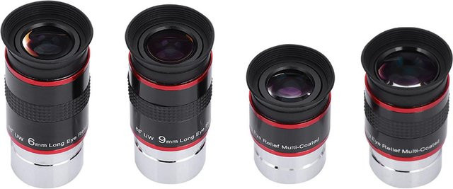 Wosawe Ultraweitwinkel FMC Okularset 6+9+15+20mm für Astro-Teleskop in Schwarz - Bild 1