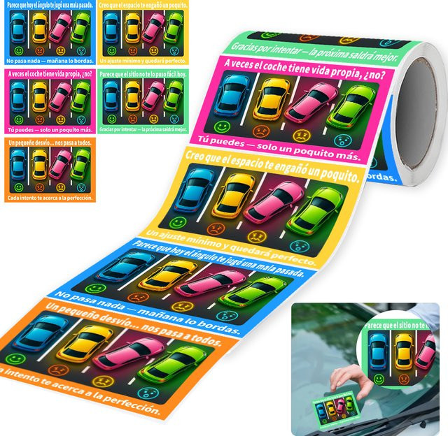 150 Stück lustige spanische Parksticker mit 5 Designs und Schlaufe in Mehrfarbig für humorvolle Markierungen - Bild 1