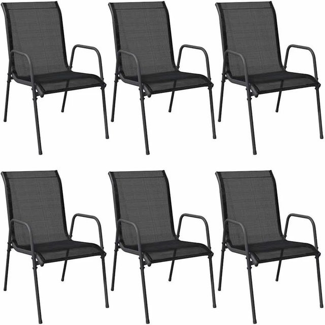 Furnicato 6er Set Gartenstühle aus Stahl und Textilene in Schwarz und Anthrazit B/T/H: 51 x 66 x 88 cm - Bild 1