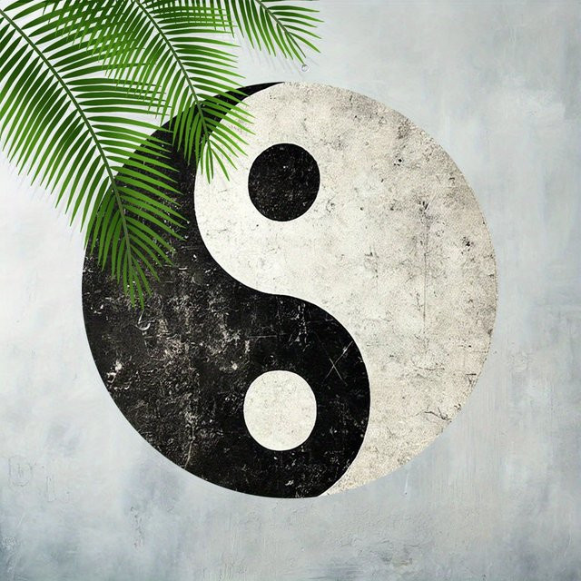 Rundes Aluminium-Wandkunstschild mit Tai Chi Yin Yang Symbol von Potdemiel in Schwarz, Durchmesser: 20 cm - Bild 1