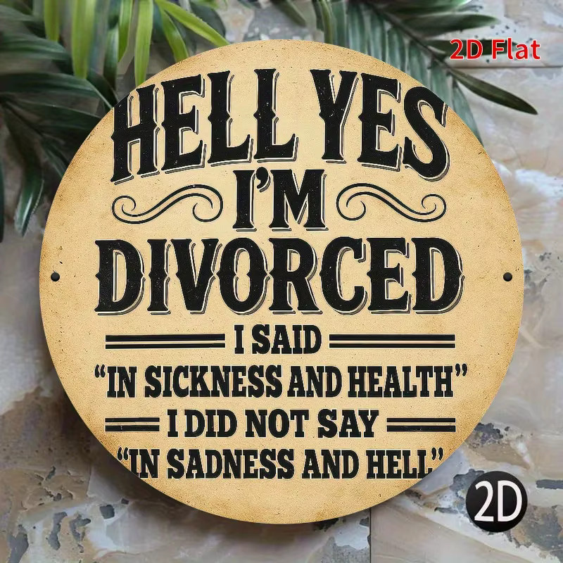 Metallschild Potdemiel Hell Yes I'm Divorce Declaration Wandkunst im Vintage-Design, Beige, B/H: 20 x 20 cm - Bild 4