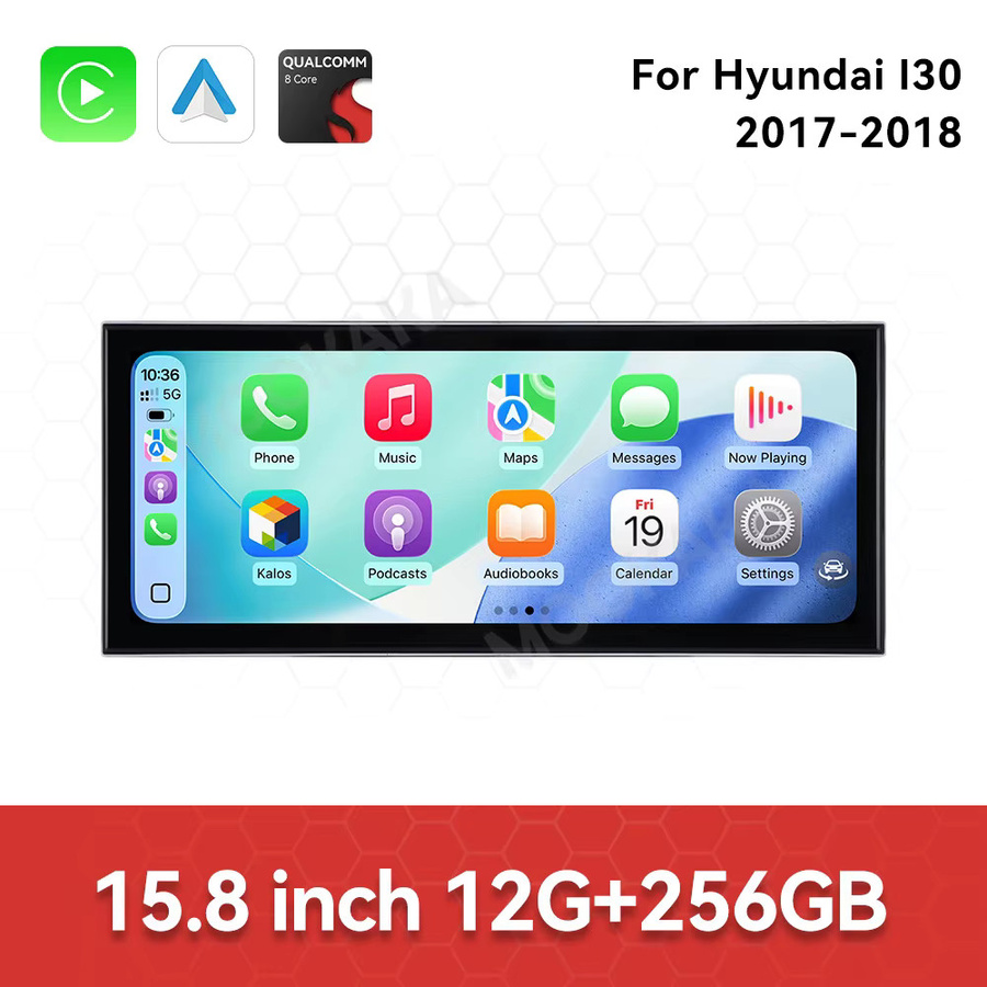 MOOKAKA Android Autoradio mit 15,8 Zoll Bildschirm und GPS-Navigation für Hyundai I30 2017-2018, Multimedia-Video-Stereo-Empfänger in Schwarz - Bild 5
